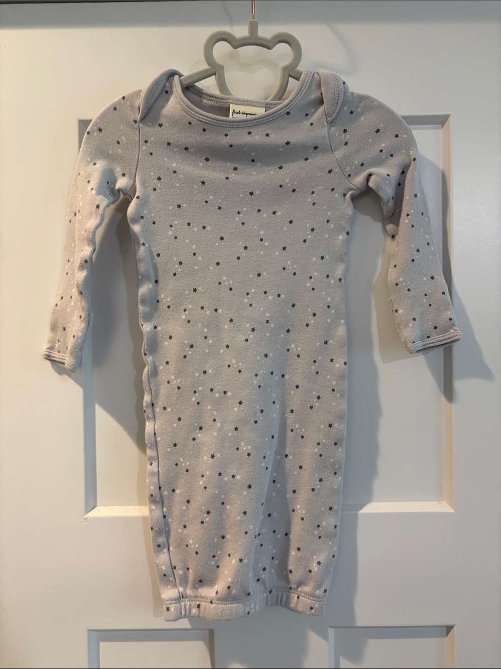 First Impressions Baby Convertible Gown - Light Gray Star Print Pajamas 0-3 Mo